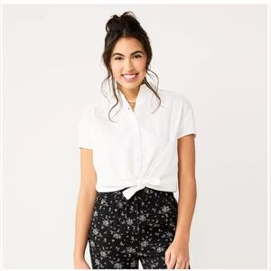 Juniors SO SS White Button-Front XL Shirt